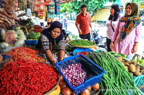 15 Kalteng 1 Kegiatan jual beli bahan pokok di pasar tradisional