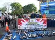 Polres HST Musnahkan 97 Knalpot Bronk Saat Apel Pasukan