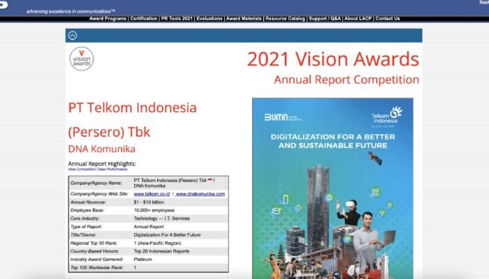 Perusahaan Indonesia Sejajar Dengan Perusahaan Raksasa Dunia, Pimpin Top 100 Worldwide Rank LACP Annual Report