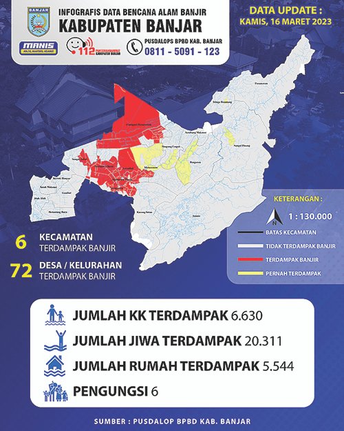 16 MARET INFOGRAFIS DATA BENCANA BANJIR KAB BANJAR 2023