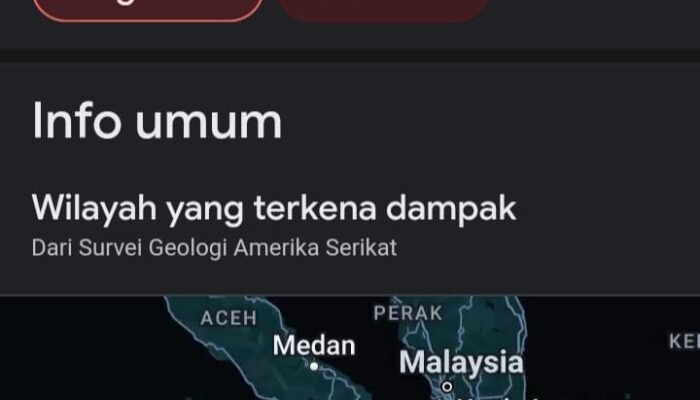 Gempa Magnitudo 6,4 Guncang Padang Sidempuan, Terasa Hingga Kuala Lumpur