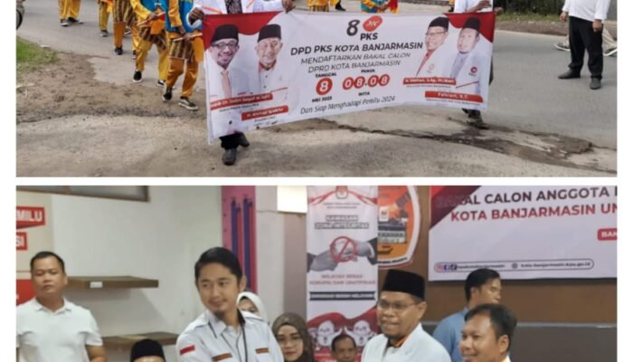Diiringi Sinoman Hadrah, PKS Banjarmasin Serahkan Berkas Pendaftaran Caleg ke KPU