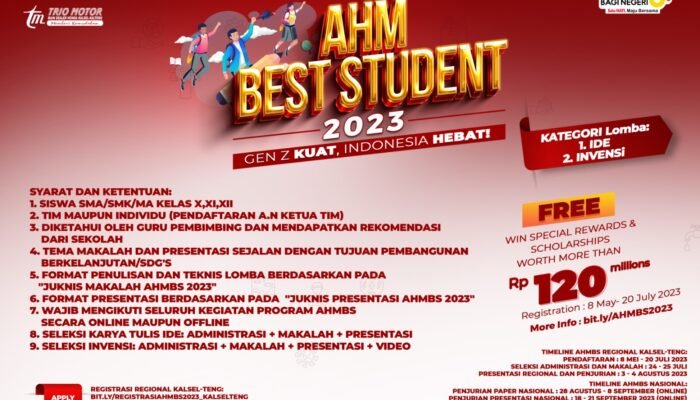 Lomba Karya Tulis Ilmiah AHM Best Student 2023, Total Hadiah Hingga Rp 120 Juta Rupiah