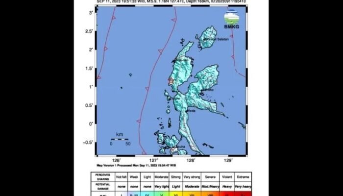 Gempa Magnitudo 5,9 Guncang Wilayah Halmahera