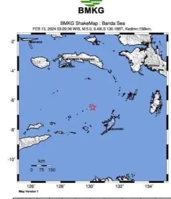 Gempa Tektonik Magnitudo 5,3 Guncang Maluku