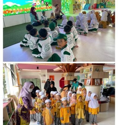 Siswa RA NU Al Amanah dan Paud Tahfizh Al Faroq Antusias Kunjungi Library Kids Palnam