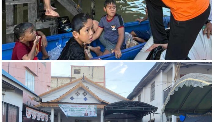 BRI Kanca Batulicin Bagikan Bantuan Sembako bagi Korban Banjir Sungai Danau Kec. Satui
