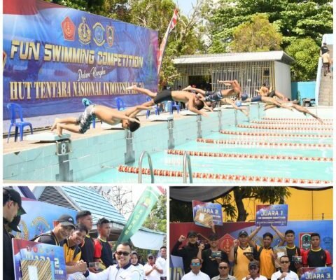 Sambut HUT Ke-79 TNI, Lanal Banjarmasin Gelar Lomba Renang