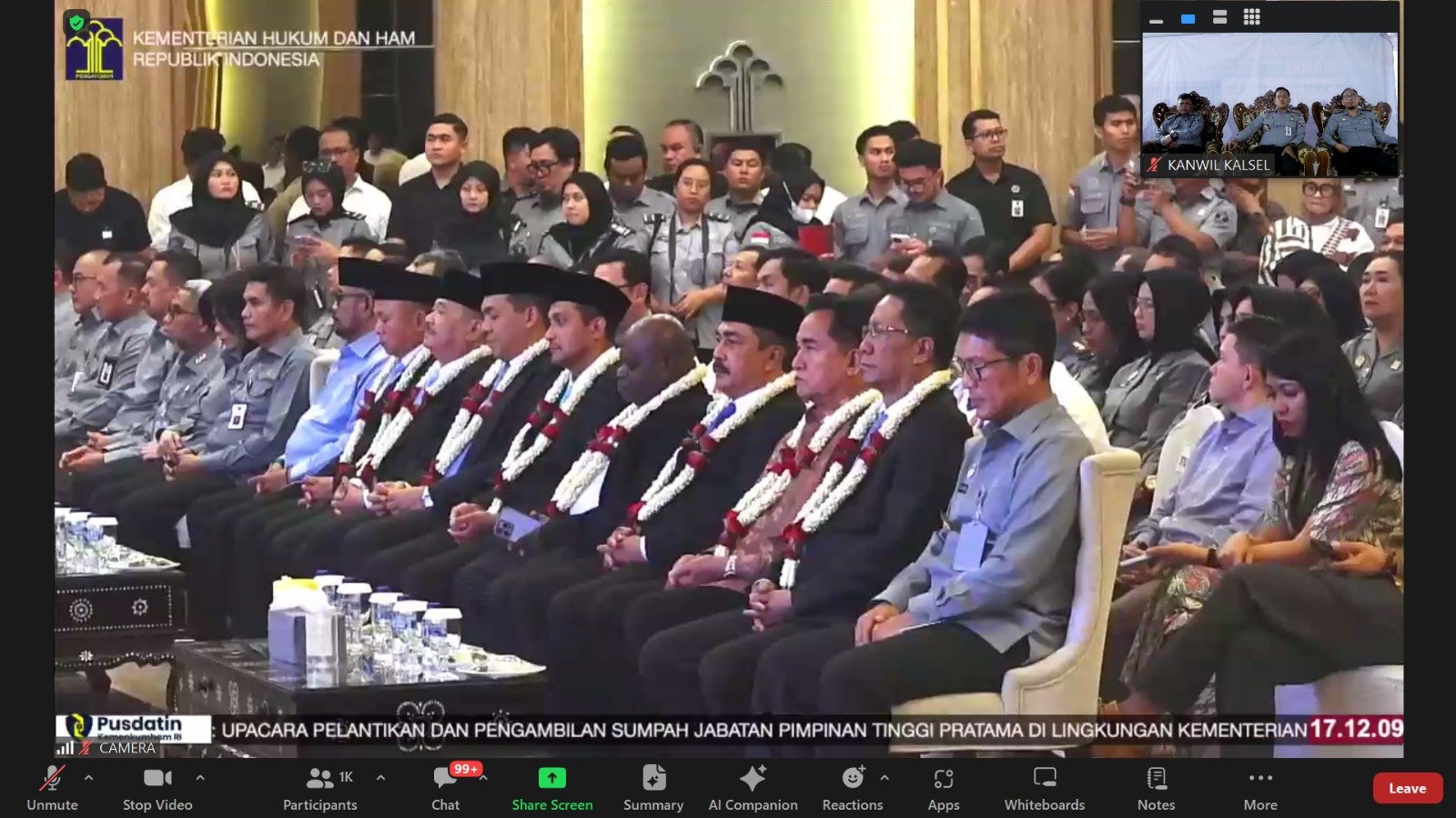 Kakanwil Kemenkumham Kalsel Saksikan Penyambutan Menteri Menteri Koordinator Hukum dan HAM, Menteri Hukum, Menteri HAM, serta Menteri Imigrasi dan Pemasyarakatan Secara Virtual 1 IMG 20241022 WA0018