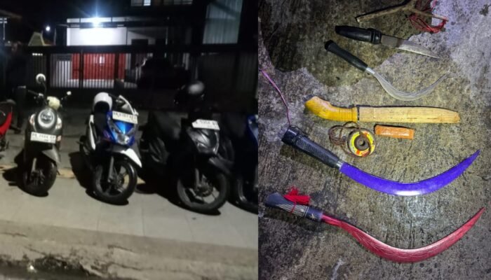 Diduga akan Tawuran Dikejar Tim Macan Polsek Banjarmasin Barat, Amankan Sepeda Motor dan Sajam