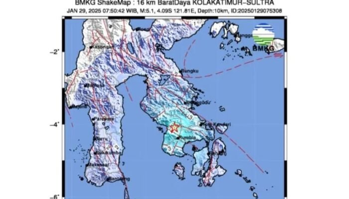 Kolaka Timur Sultra Kembali Diguncang Gempa Magnitudo 5,1