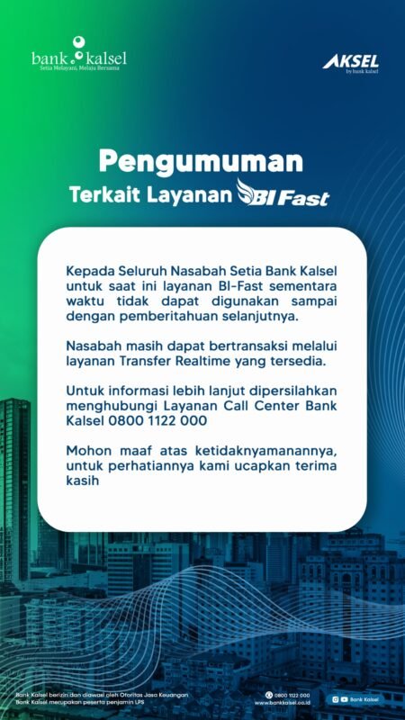 BI Fast di Bank Kalsel Sementara Tidak Bisa Dipakai 1 IMG 20250407 WA0000 e1743969778391