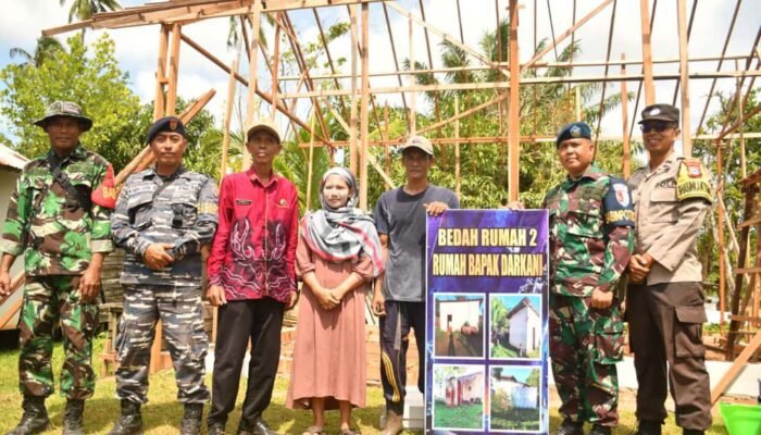 Karya Bakti TNI, Lanal Banjarmasin Gelar Peletakan Batu Pertama Bedah Rumah