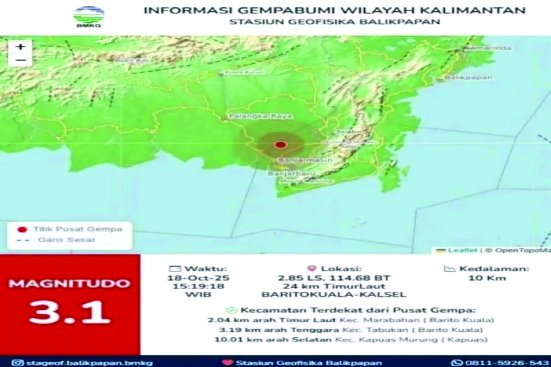 Gempa Goyang Tanbu dan Batola 1 gempa