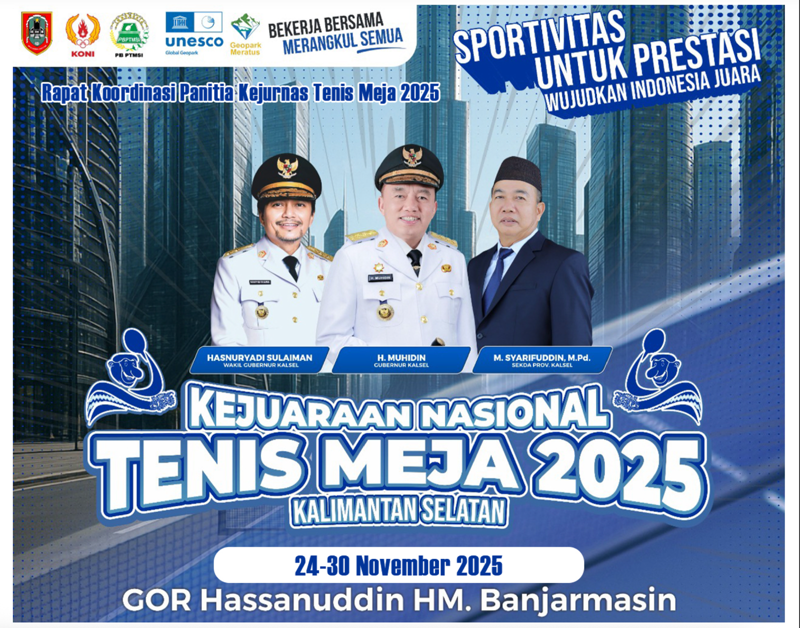 Kalimantan Selatan Siap Gelar Kejurnas Tenis Meja 2025, Targetkan Prestasi Nasional 1 kejurnas tenis meja