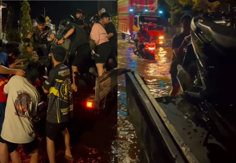 Derita Rob Banjarmasin, Ratusan Motor Mogok 1 relawan