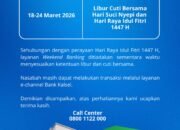 Bank Kalsel Tiadakan Layanan Weekend Banking Saat Libur Nyepi dan Idul Fitri