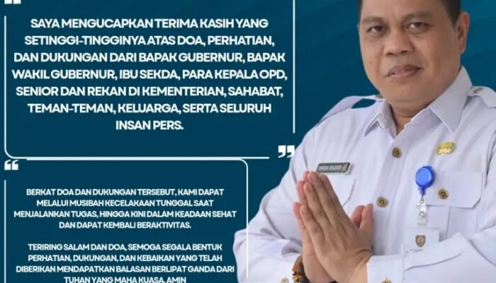 Pulih Dari Laka Tunggal, Kadishut Kalteng Sampaikan Terima Kasih