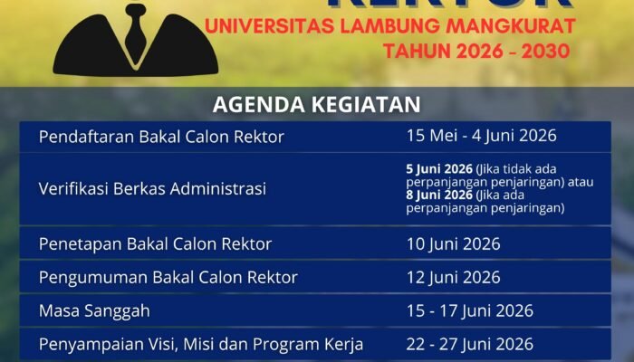 ULM Resmi Buka Tahapan Pemilihan Rektor 2026-2030, Pendaftaran Bakal Calon Dimulai 15 Mei