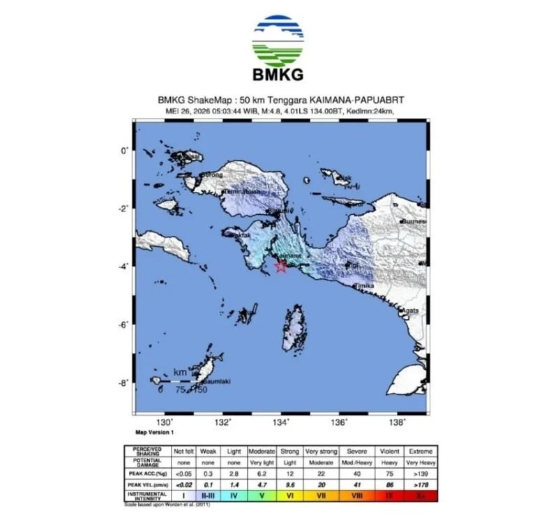 Gempa Dangkal Bermagnitudo 4,8 Kaimana, Papua Barat 1 IMG 20260526 WA0017 e1779772913782
