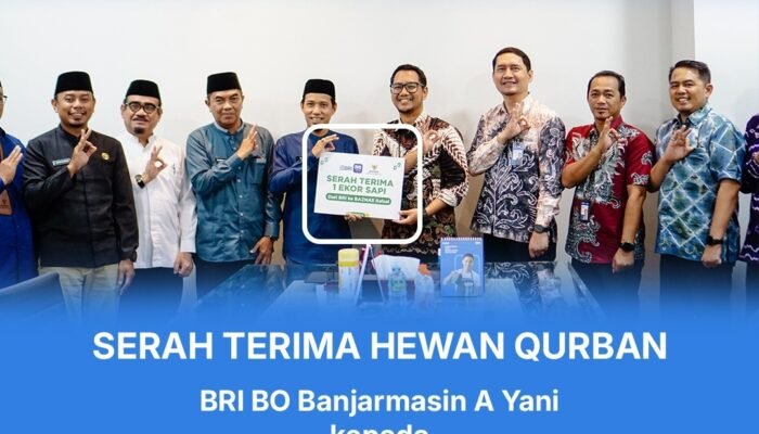 BRI BO Banjarmasin A. Yani dan BAZNAS Kalsel Perkuat Sinergi Sosial Lewat Penyerahan Hewan Kurban