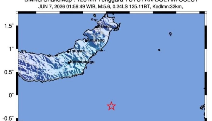 Gempa M 5,7 Guncang Tutuyan Sulawesi Utara