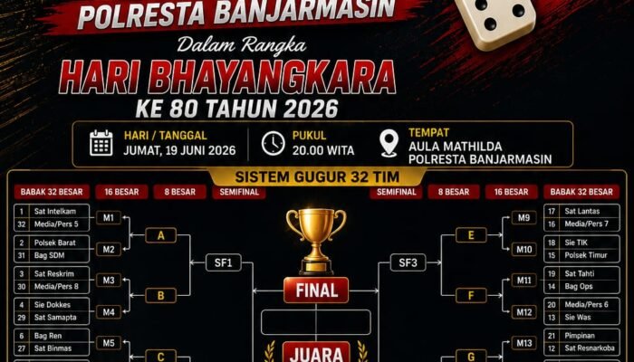 Sambut HUT Bhayangkara ke-80, Polresta Banjarmasin Satukan Polisi dan Media Lewat Turnamen Domino Mini