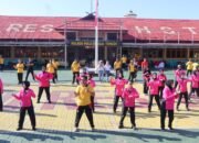 Ratusan Anggota Polres HST Ikuti Jalan Santai dan Olah Raga Bersama