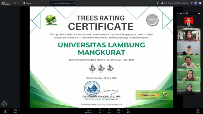 ULM Raih Trees Rating 3 UI GreenMetric 2026 1 IMG 20260701 WA0040 e1782891152249