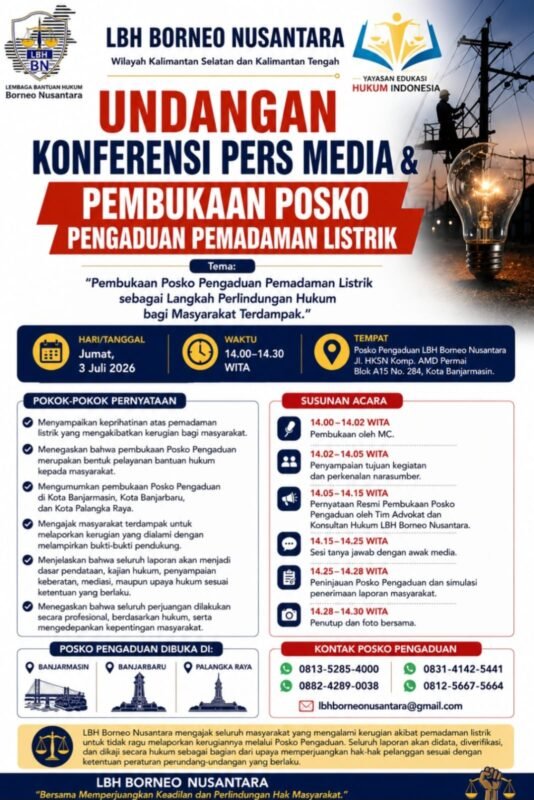 LBH Borneo Nusantara Buka Posko Pengaduan Pemadaman Listrik Kalsel dan Kalteng 1 IMG 20260703 WA0029 e1783052493995