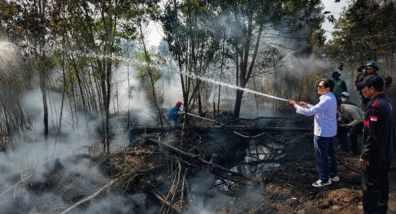 1 Kontrak Pemprov 28 Wagub Hasnuriyadi tinjau lokasi pemadaman dan serahkan bantuan