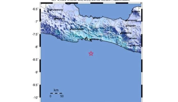 Gempa Magnitudo 5,3 Guncang Selatan Cilacap