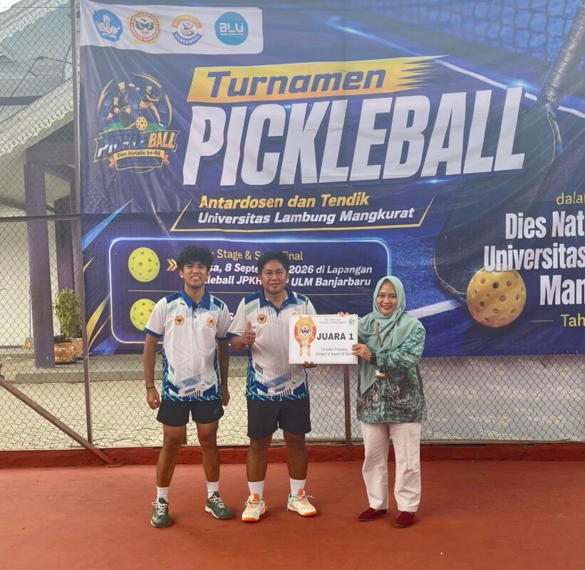 Aprianto/Erhan Juara Pickeball Antar Dosen dan Tenaga Kependidikan ULM U-55 Tahun ke Bawah 1 IMG 20260909 171217 e1788945179163